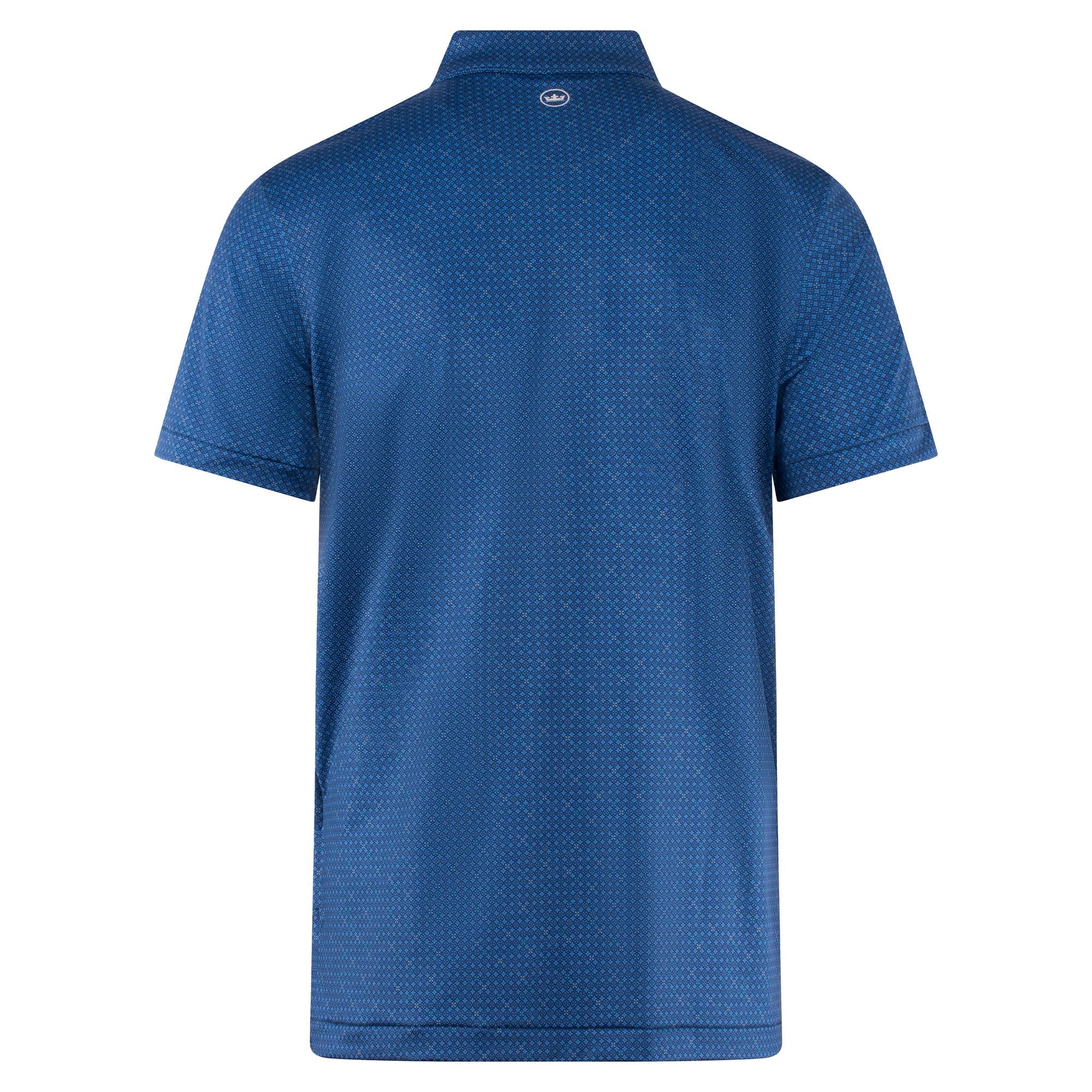 Back view of Peter Millar Castellina Performance Jersey Polo in Navy – designer golf polo for men